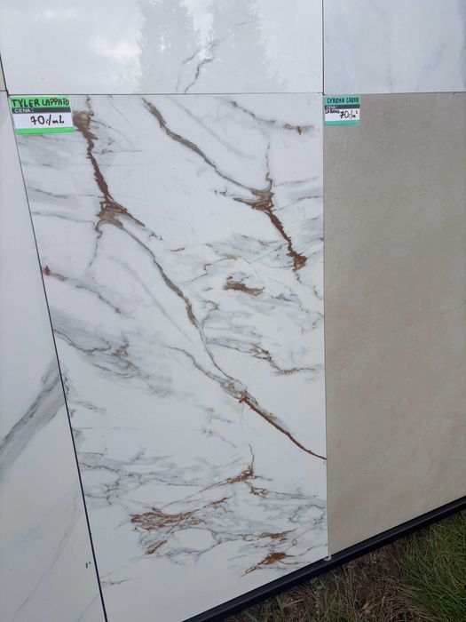 Płytki Ceramiczne Gres 60x120 Lappato, półpoler Białe z Marmurkiem