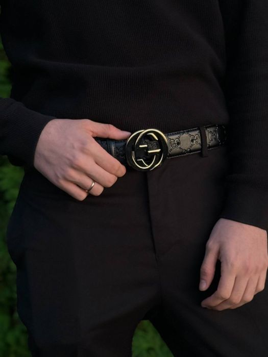 Ремінь Gucci чорний чоловічий пасок Гуччи ремень кожаный Гучи черный