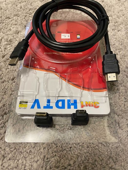 Кабель Hdmi 1.5 м (3 в 1) +2шт перехідники в комплекті micro/mini hdmi