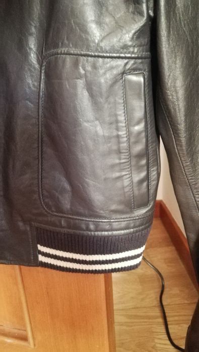 Casaco pele Salsa azul escuro motard tamanho S