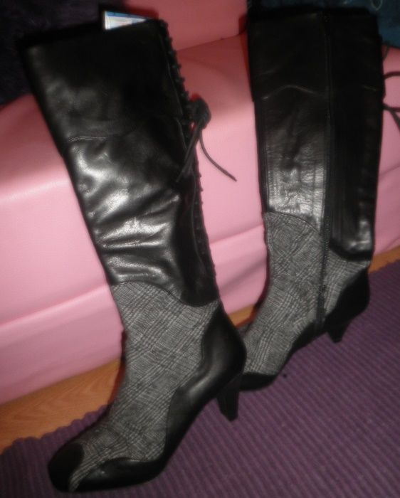 botas Missanga com aplicação de tecido xadrez, principe de gales