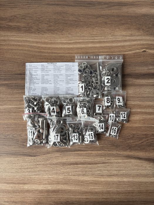 NOWY komplet śrub śruby NIERDZEWNE JAWA 350 TS