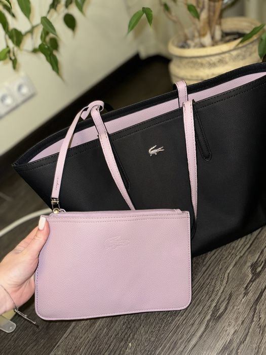 Сумка тоут шопер lacoste оригинальная сумка черная духстороння