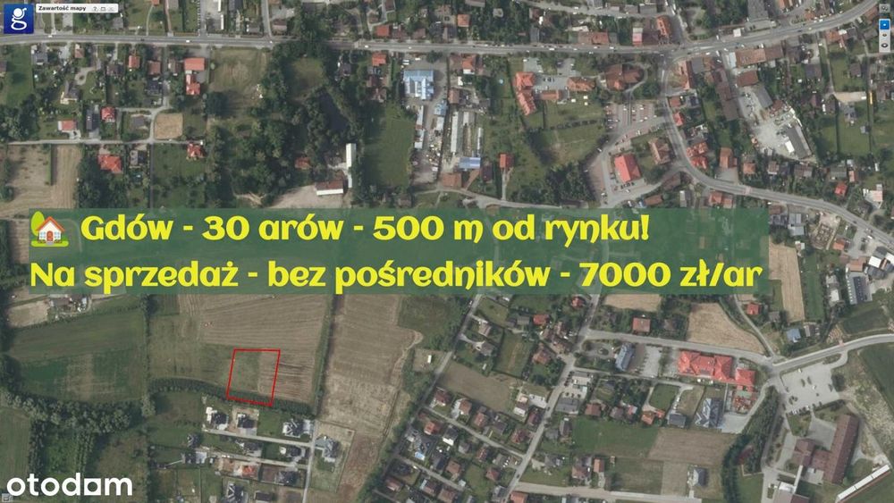 Działka 500m od centrum Gdowa