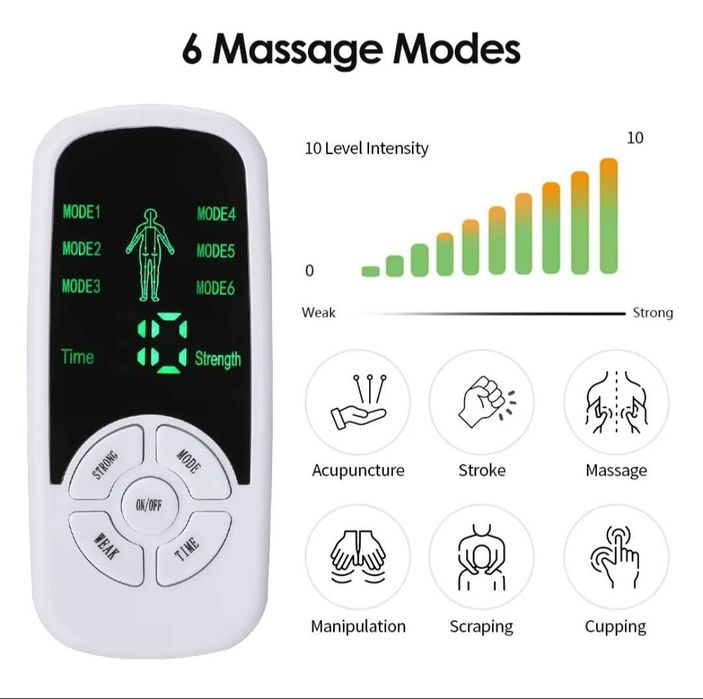 Eletroestimulador muscular massagem EMS + TENS Fisioterapia Musculação