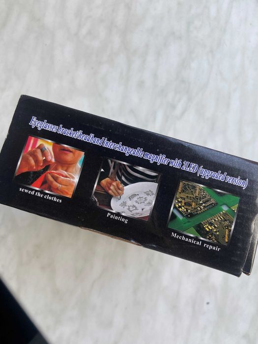 Uchwyt na okulary / opaska na głowę, wymienna lupa z 2 diodami LED