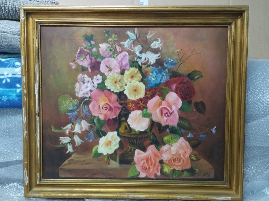 Pintura a óleo com moldura