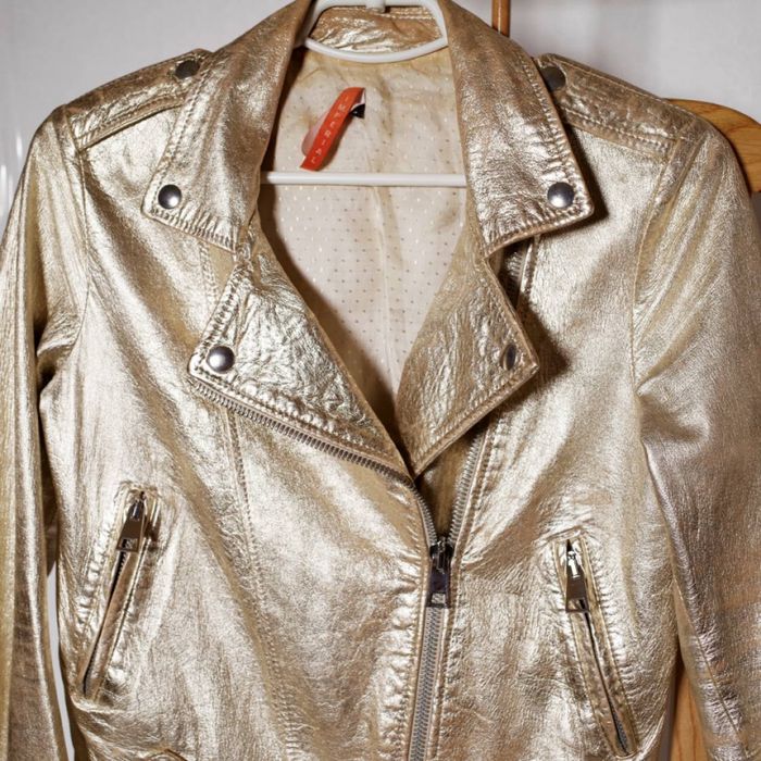 Шкіряна косуха Just Cavalli Imperial leather jacket Gold ХS Made Italy