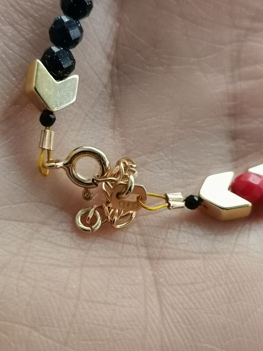 Bransoletka czakry regulacja misio kamienie srebro 925 turmalin opal