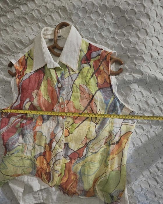 Camisa blusa sem mangas linho e seda