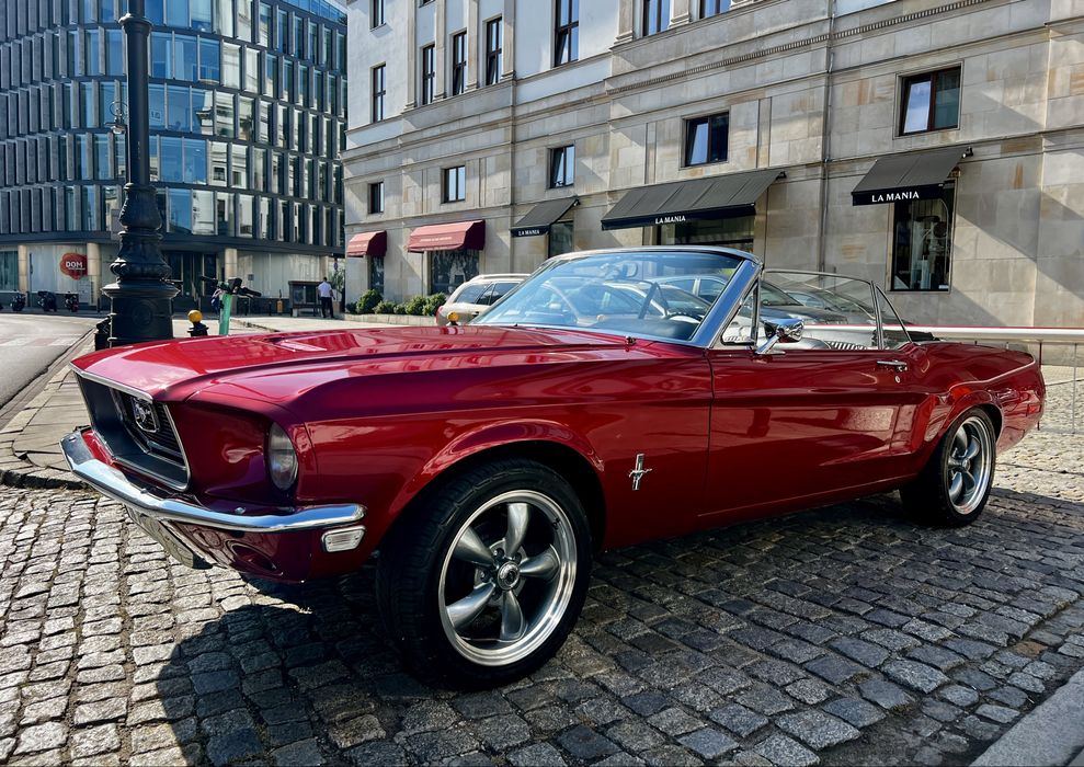 Ford Mustang Cabrio 1968r. Sesja zdjeciowa, Ślub, Wynajem, Kierowca