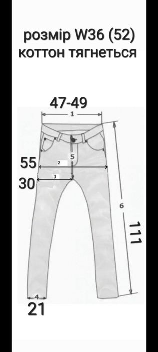 Джинси чоловічі класичні W36(52)сині Туреччина