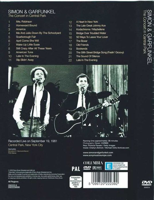 Simon and Garfunkel - Tthe concert in CENTRAL PARK DVD