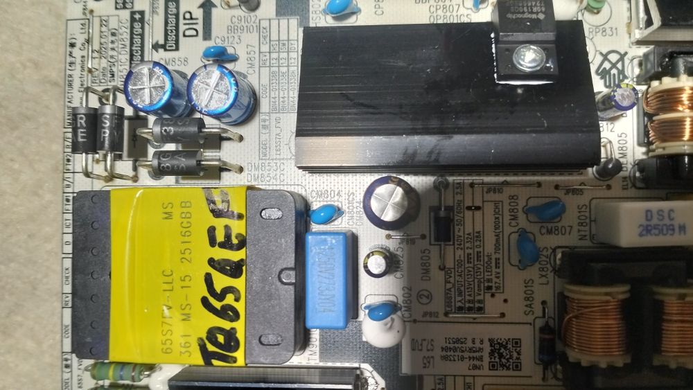 Fonte de alimentação e mainboard Samsung tq65qef