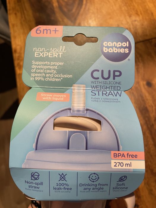 Canpol babies Kubek niekapek z rurką i odważnikiem 270 ml kremowy