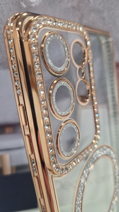 Bling Magsafe Case do Samsung Galaxy S25 Ultra złoty