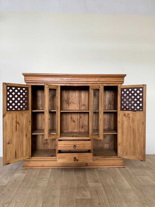Komoda wysoka duża highboard witryna mexico pini rustykalna wiejska drewniana farmhouse pojemna