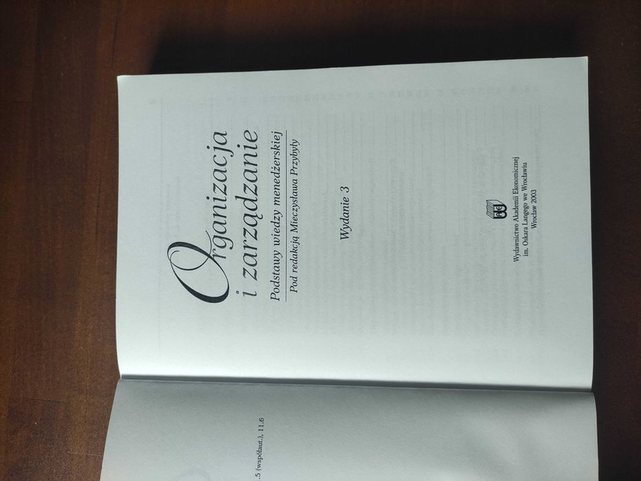 Organizacja i zarządzanie. Podstawy wiedzy menedżerskiej red. Przybyła