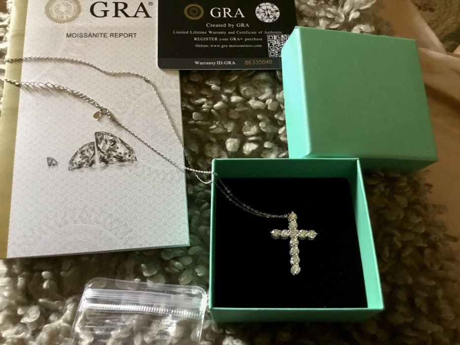 Хрест,крестик в стиле Тиффани с искусственными бриллиантами,серебро