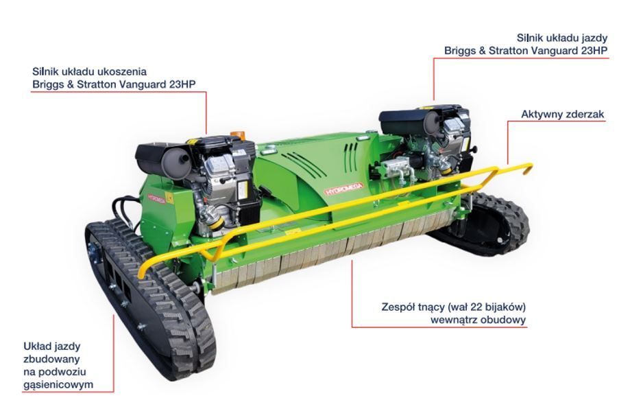 HYDROMEGA BG1800  Gąsienicowa kosiarka bijakowa zdalnesterowana Hydromega GB-1800