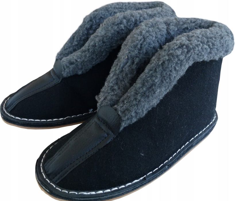 Bambosze męskie filcowe łapcie 46 rozmiar kapcie wysokie ciepłe