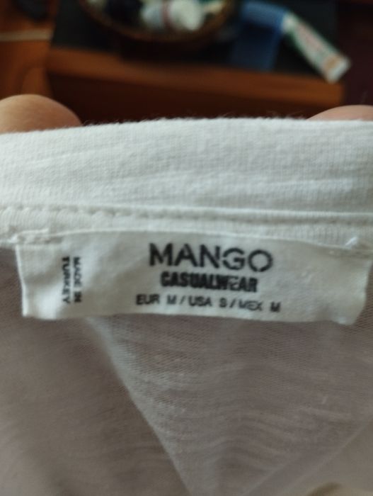 Bluzka Mango len z frędzlami