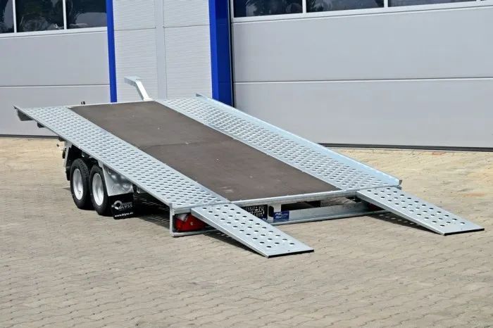 Blyss Olympia 2500 WOOD  Laweta uchylna, 2 osie, płaska platforma, auta sportowe, NISKA