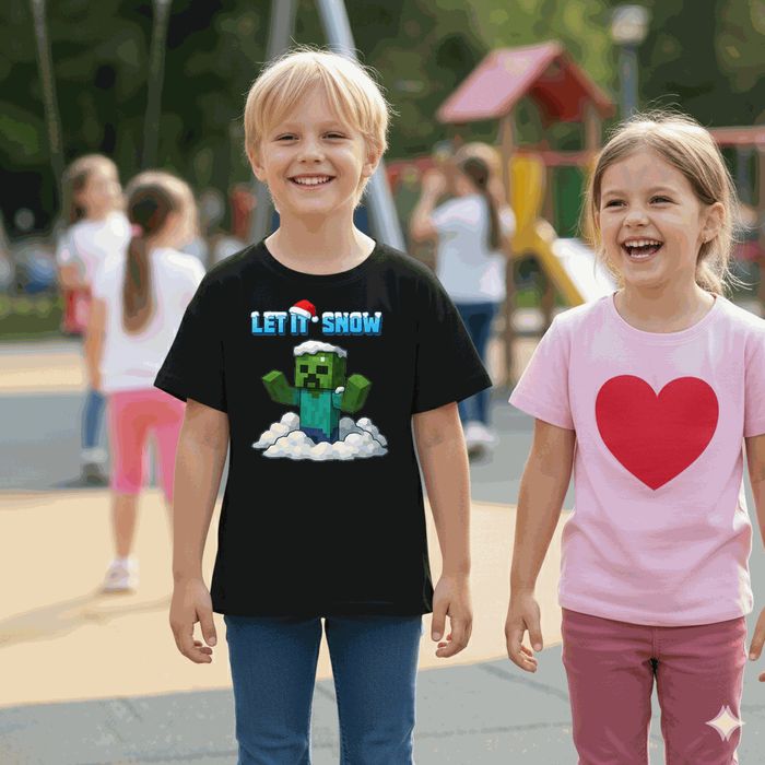 Koszulka dziecięca czarna –  minecraft świąteczna prezent święta 140