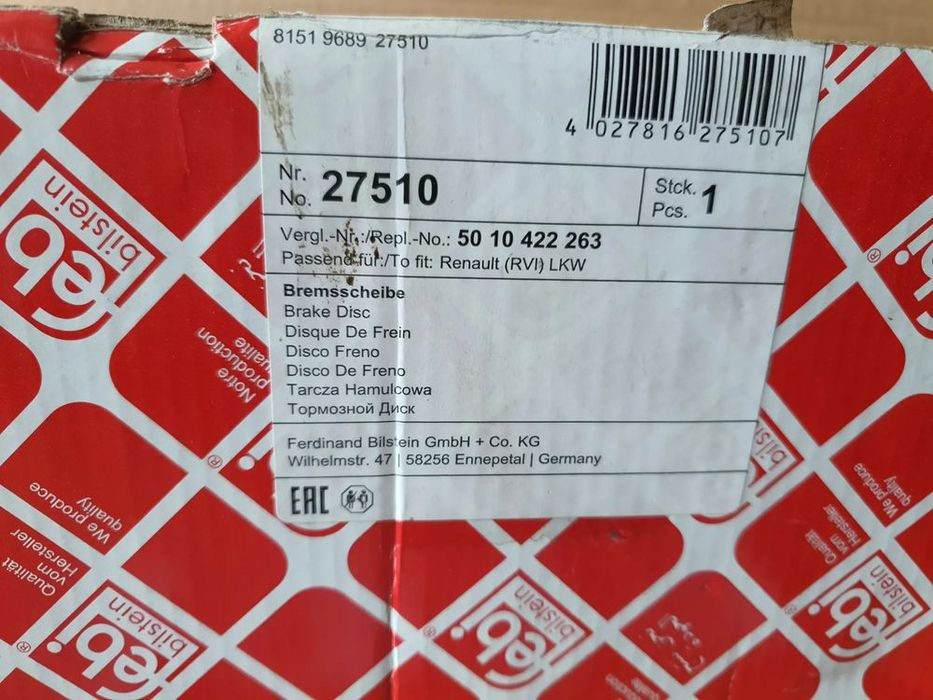 tarcza hamulcowa febi bilstein 27510