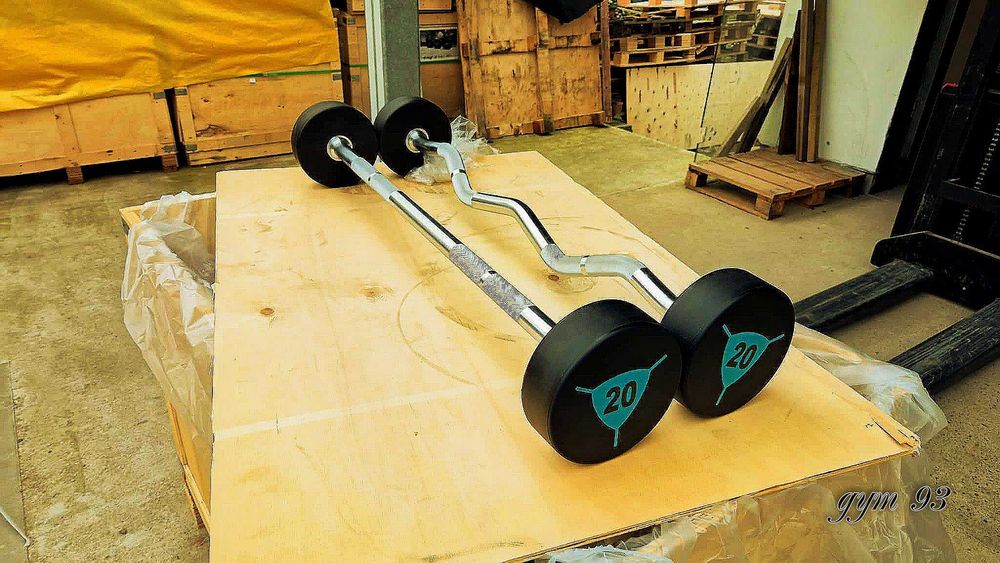 Zestaw 5 sztang CPU giętych do 35 kg niebieski akcent