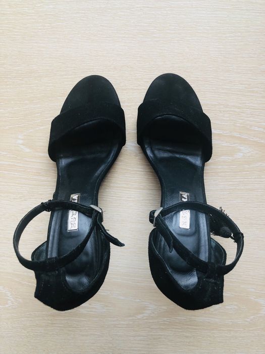 Szpilki sandały na wysokim obcasie czarne skórzane eleganckie piękne