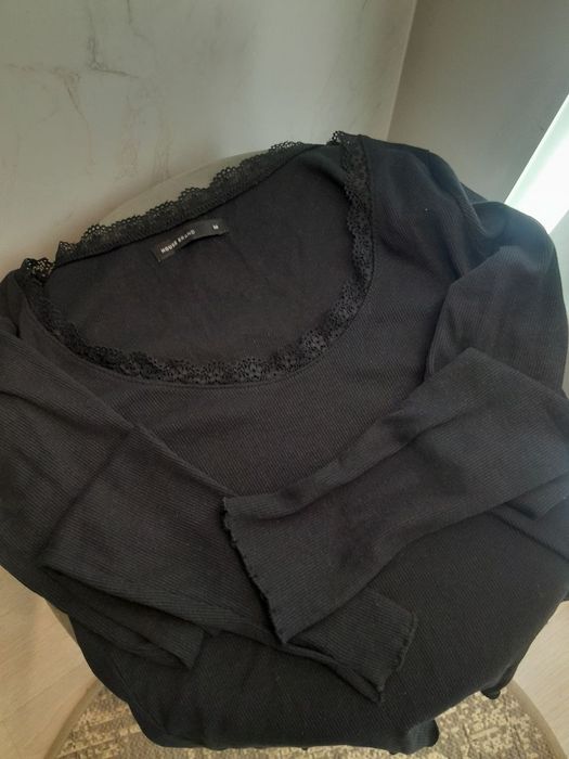 Лонгслив с кружевом, кофта в рубчик Y2K