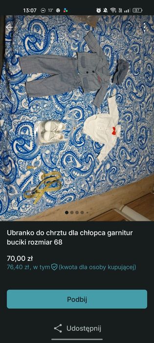 Sprzedam ubranko do chrztu dla chłopca r 68