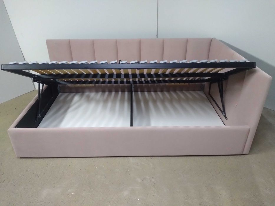 PROMOCJA Łóżko Tapicerowane MłodzieżoweNarożne StelażMetalowyPojemnik