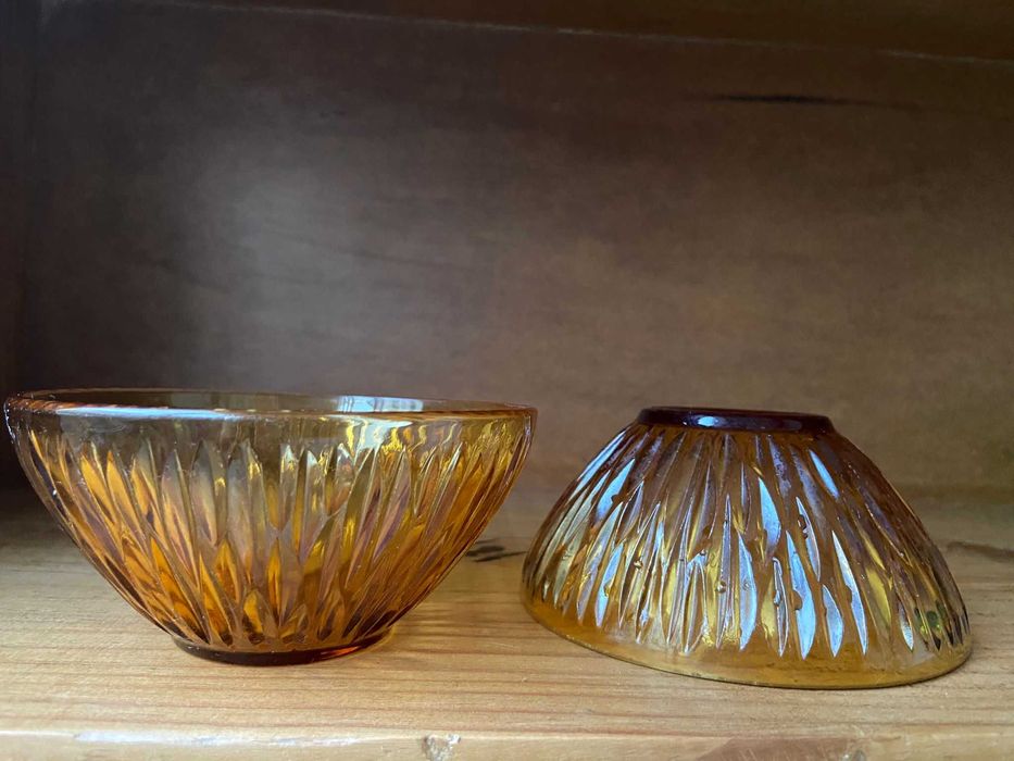 Taças de sobremesa vintage (2 âmbar + 2 verdes)