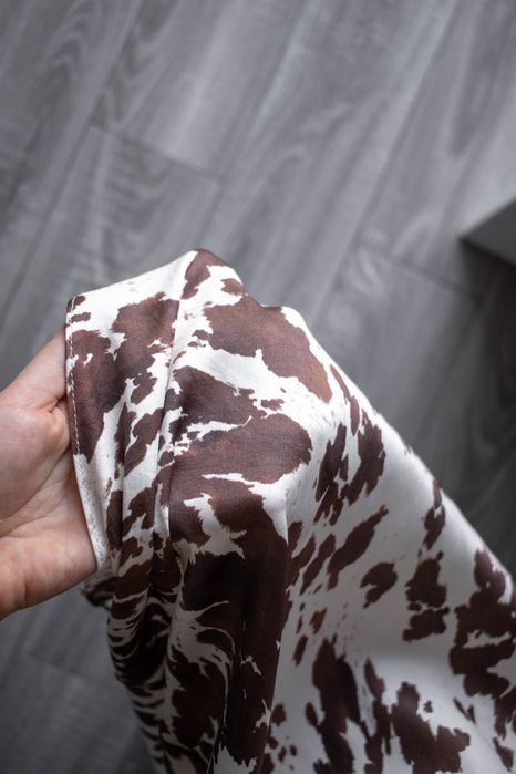 Атласна спідниця максі, принт корови, спідниця анімалістичний принт