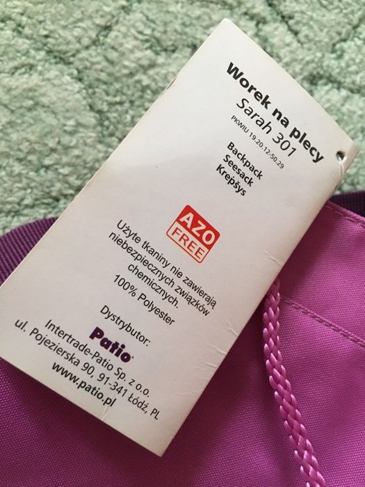 Worek sportowy torba na plecy shopper sara różowy plecak torebka