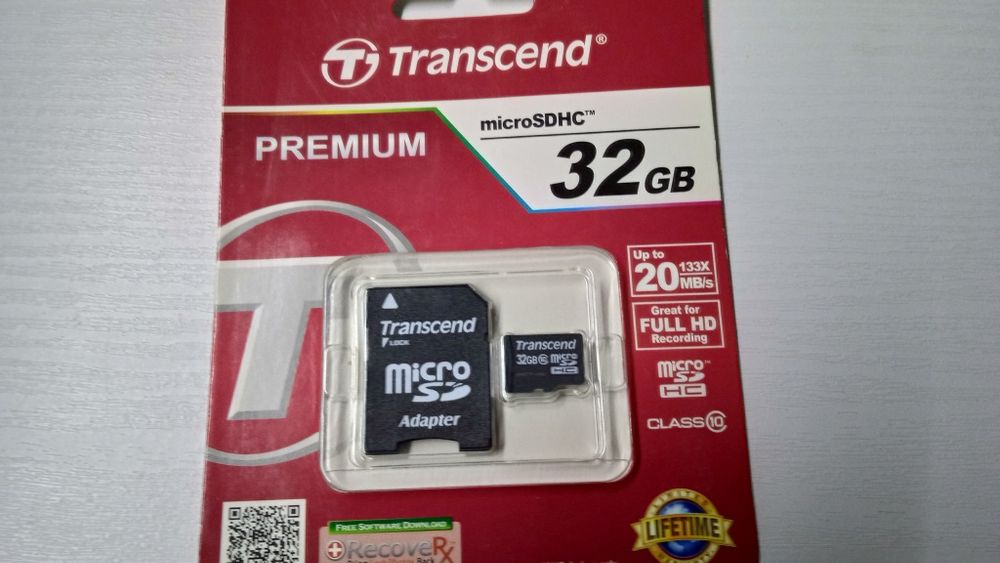 Карта памяти Transcend Micro SDHC 32Gb Class 10 + Adapter.