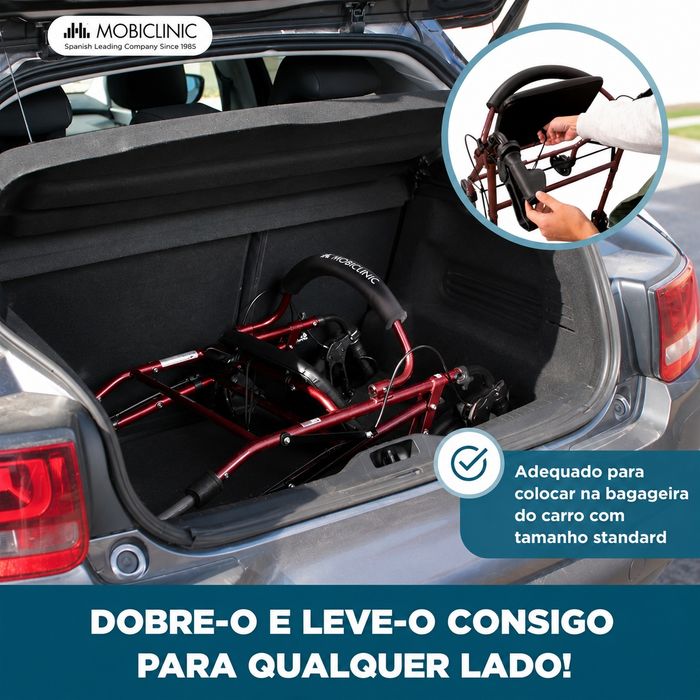Andarilho Rollator MOBICLINIC c/ Assento e Travões – Novo (Nunca Utilizado)