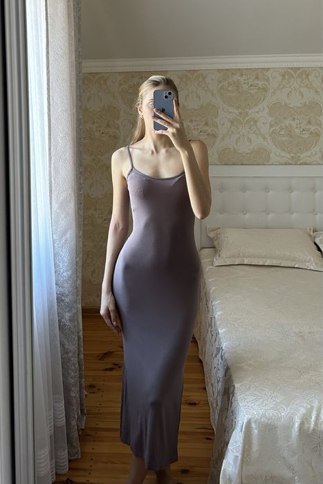 Сукня міді шоколадного кольору