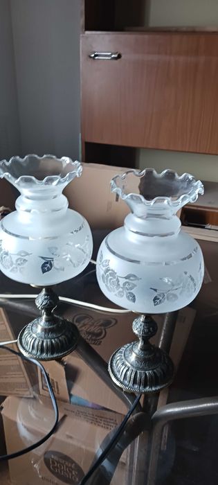 Conjunto de candeeiros com abajour de vidro