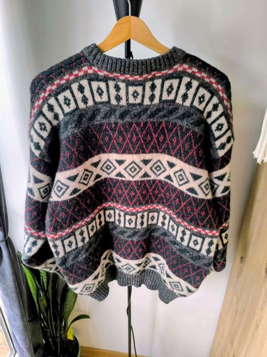 Sweter unisex z wełny ciepły puszysty Ping Pong r. L