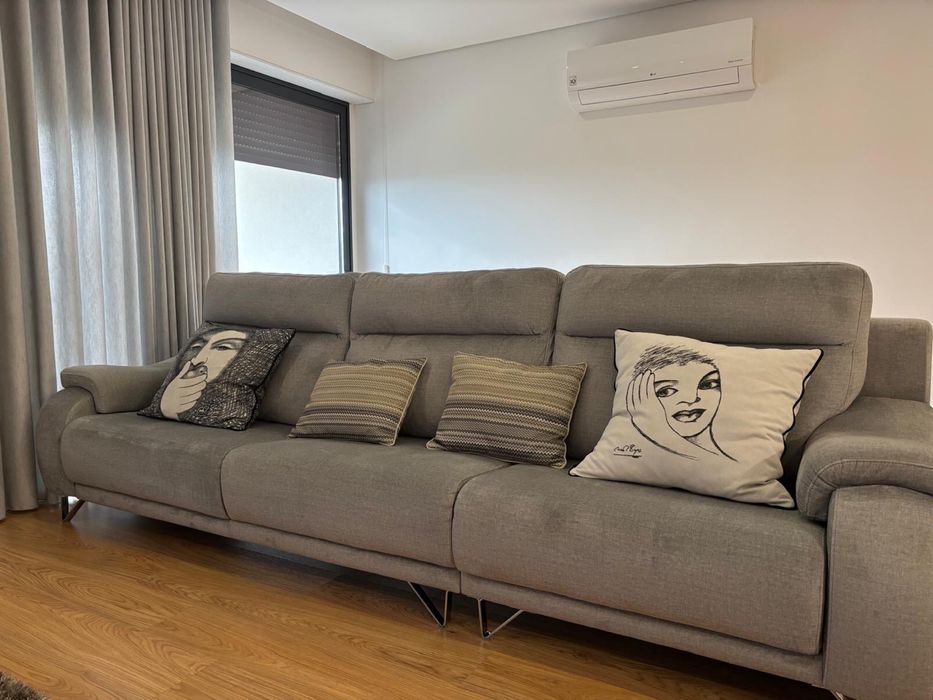 Sofá cinzento como novo 310x95cm - microfibra