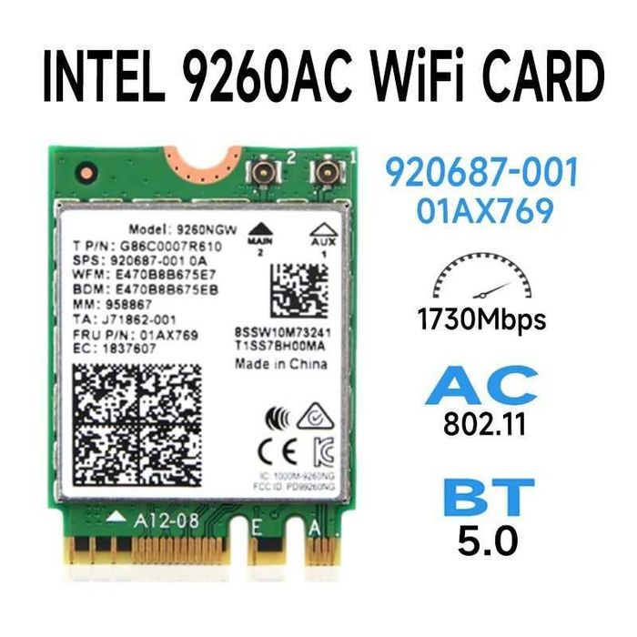 Intel 9260AC Placa WiFi  9260NGW – FRU 01AX769 – Bluetooth 5.0
