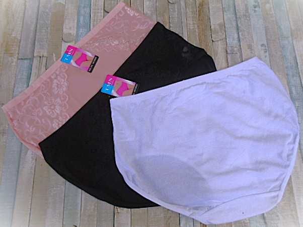 / 3 szt./ majtki bawełniane pełne 3XL zabudowane  czarne pudrowe białe