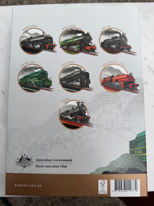 Колекційний набір монет з зображенням паравозів Австралії