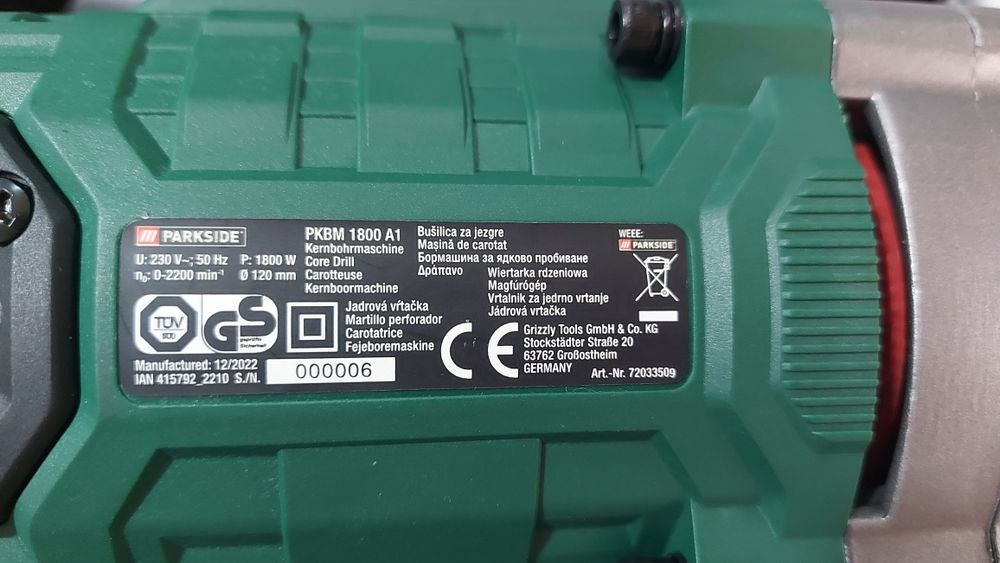 Станок для колонкового, алмазного бурения 1800 Вт. Parkside PKBM 1800