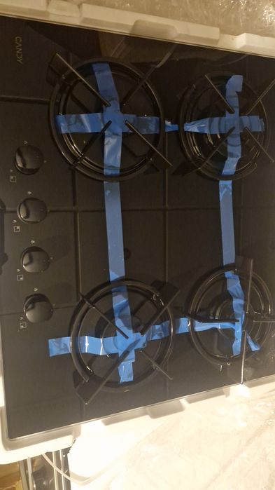 Placa a gas  4 bicos vidro  preto candy