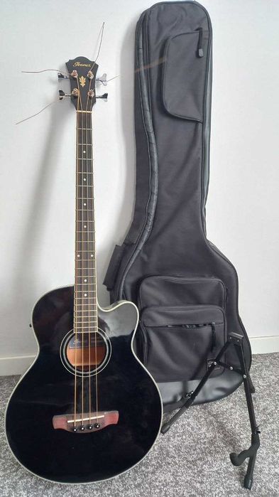 Gitara basowa Ibanez AEB8E-BK (z futerałem i stojakiem w zestawie)