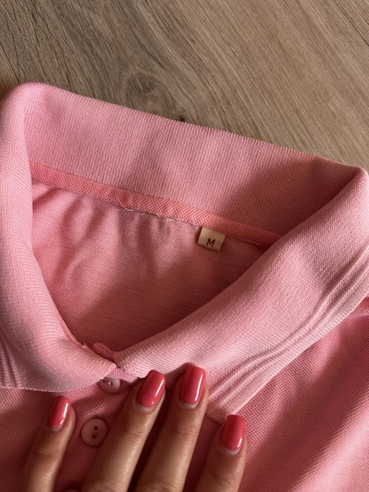 Różowa koszulka polo damska oversize z kwiatkiem | 38 M | stan bardzo dobry